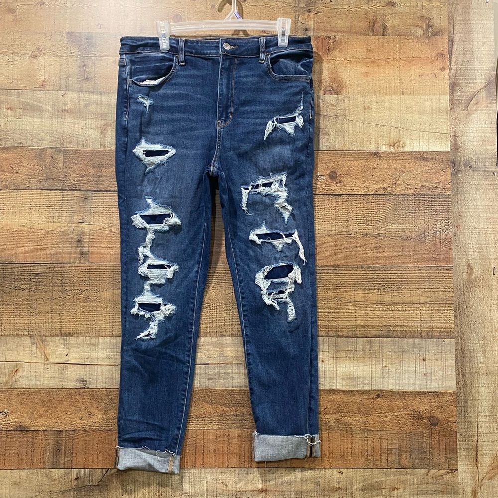 American Eagle Outfitters Super High Rise Patched & Distressed Jeggings Size 14